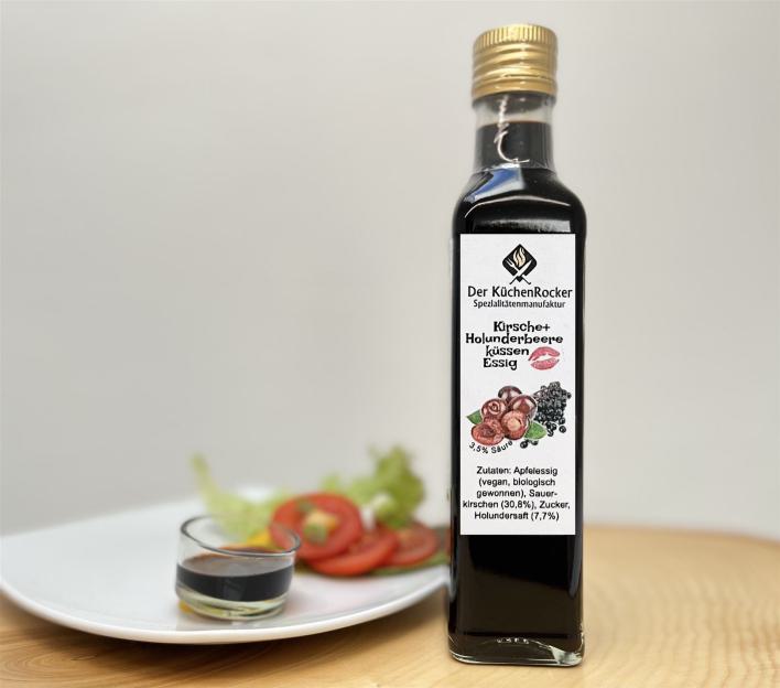 Kirsche und Holunderbeere küssen Essig_große Flasche
